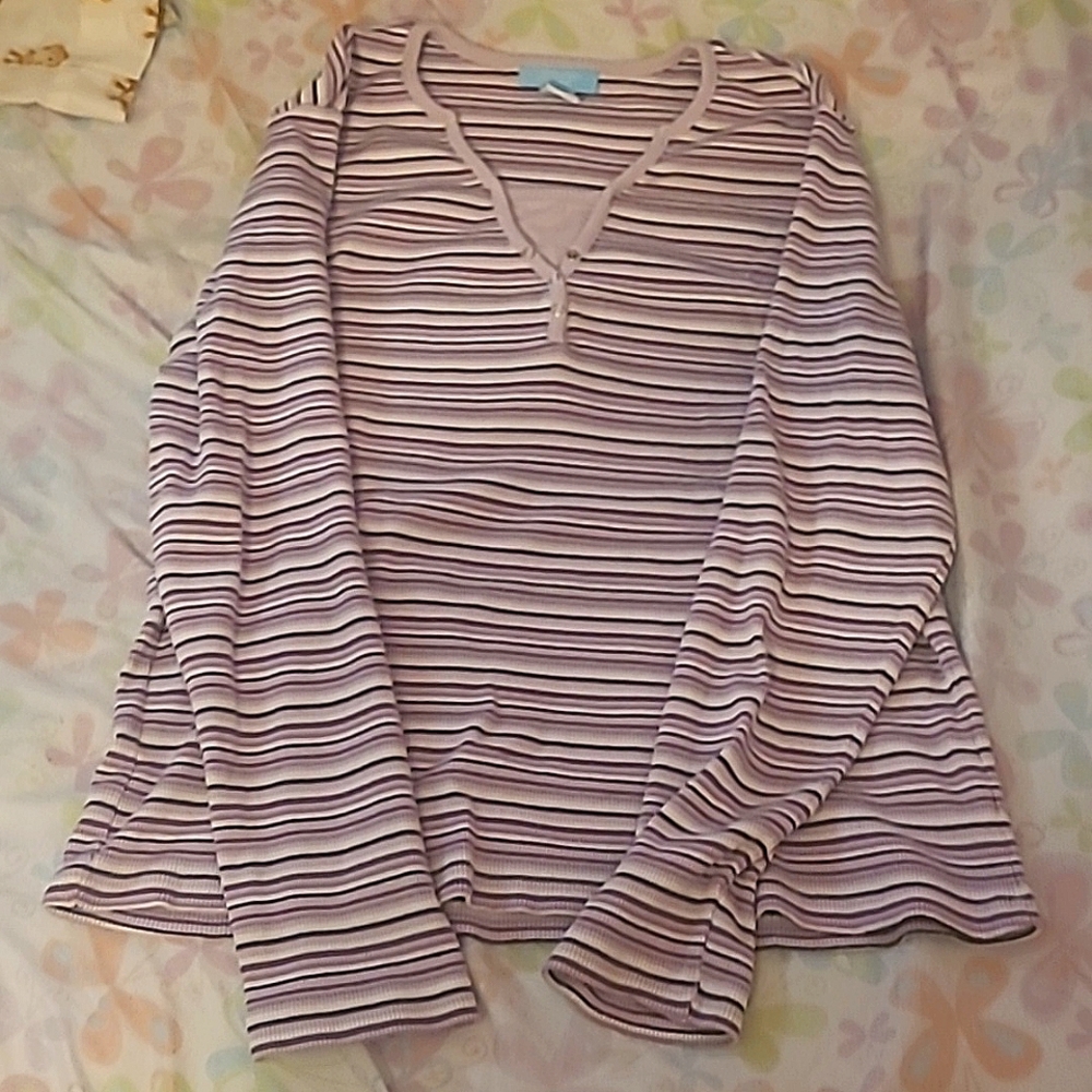 jennifer moore purple stripe long sleeve size L